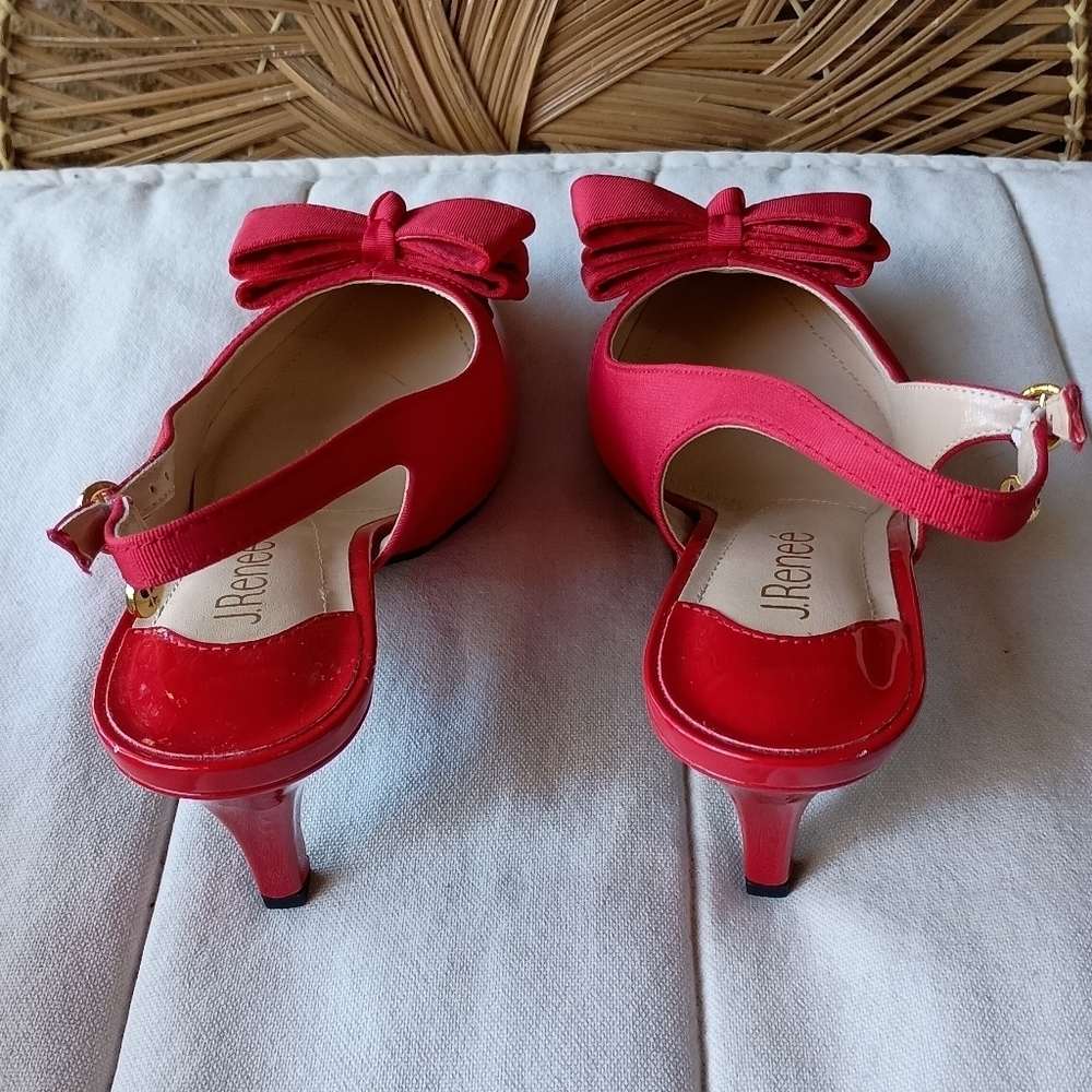 J.Renee Vibrant Red Bow Slingback Heels_9.5 - Picture 2 of 7